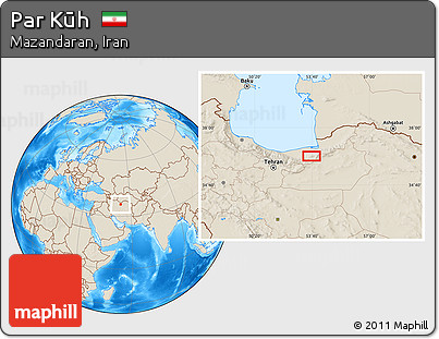 Shaded Relief Location Map of Par Kūh