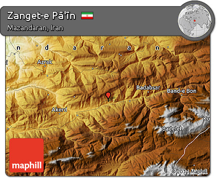 Physical Map of Zanget-e Pā'īn