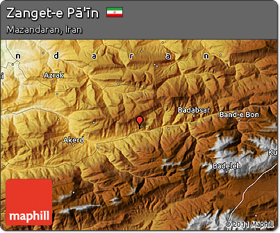 Physical Map of Zanget-e Pā'īn