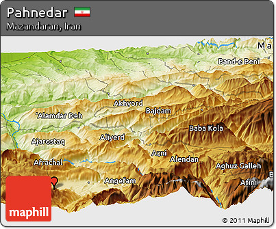 Physical Panoramic Map of Pahnedar