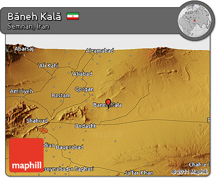 Physical 3D Map of Bāneh Kalā