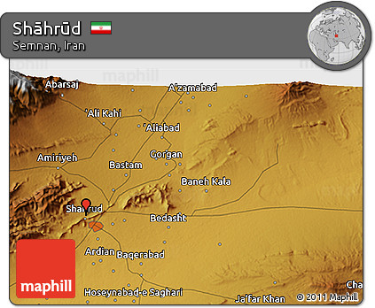 Physical 3D Map of Shāhrūd