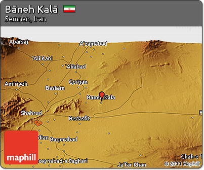 Physical 3D Map of Bāneh Kalā