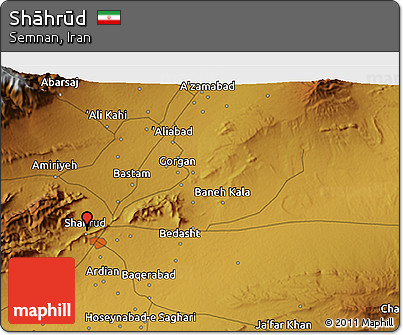 Physical 3D Map of Shāhrūd