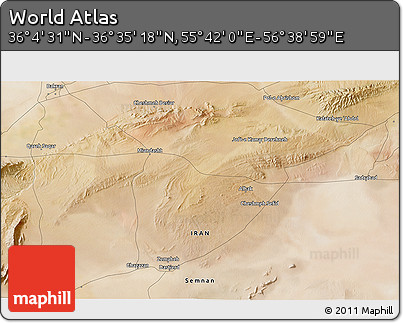 Satellite 3D Map of the Area around 36° 19' 55" N, 56° 10' 29" E