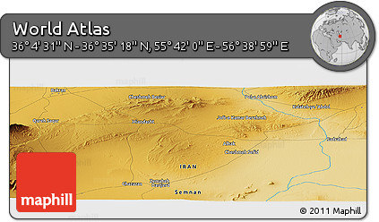 Physical Panoramic Map of the Area around 36° 19' 55" N, 56° 10' 29" E