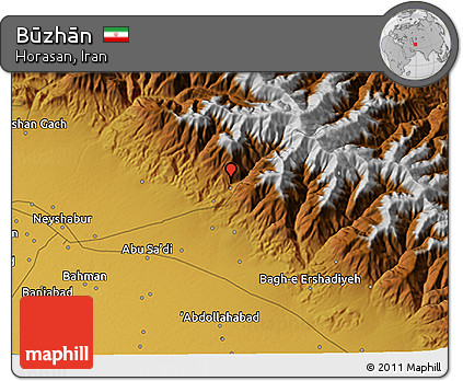 Physical 3D Map of Būzhān