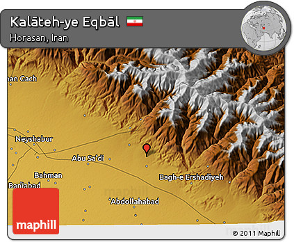 Physical 3D Map of Kalāteh-ye Eqbāl