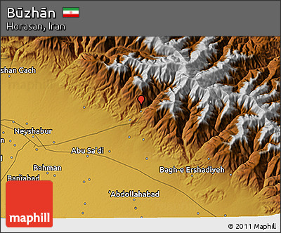 Physical 3D Map of Būzhān