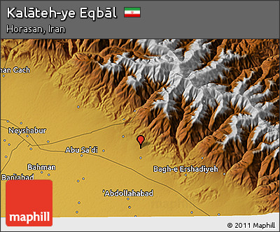 Physical 3D Map of Kalāteh-ye Eqbāl