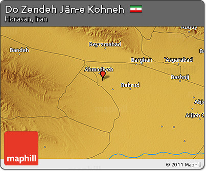 Physical 3D Map of Do Zendeh Jān-e Kohneh