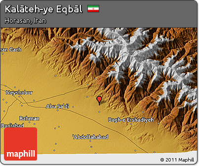 Physical 3D Map of Kalāteh-ye Eqbāl