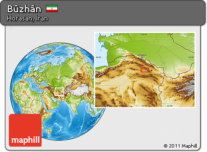 Physical Location Map of Būzhān