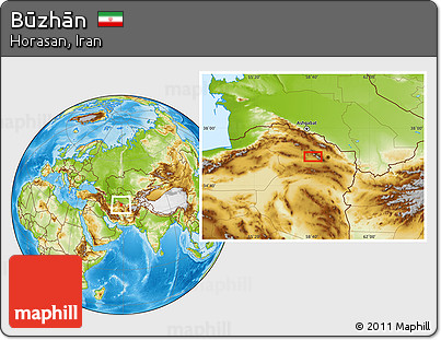 Physical Location Map of Būzhān