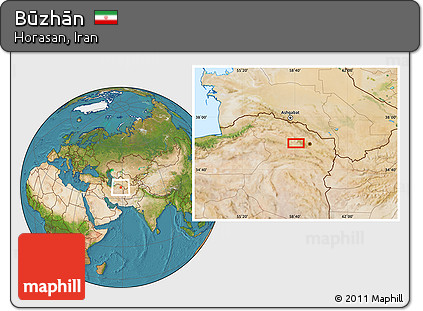Satellite Location Map of Būzhān