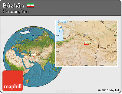 Satellite Location Map of Būzhān