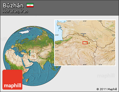 Satellite Location Map of Būzhān