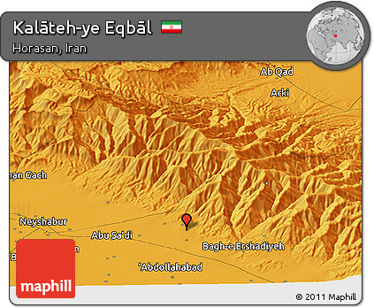 Political Panoramic Map of Kalāteh-ye Eqbāl