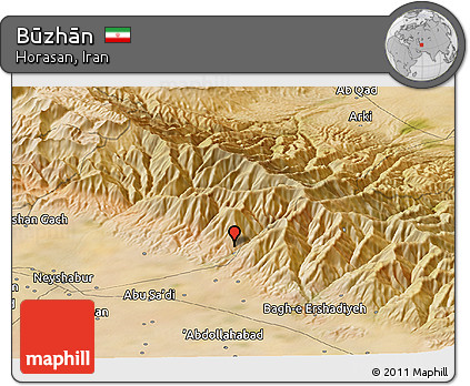 Satellite Panoramic Map of Būzhān