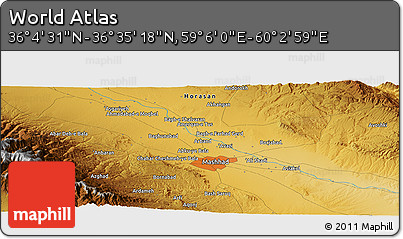 Physical Panoramic Map of the Area around 36° 19' 55" N, 59° 34' 30" E
