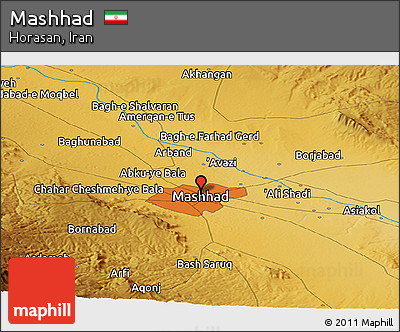 Physical Panoramic Map of Mashhad