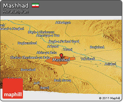 Physical Panoramic Map of Mashhad