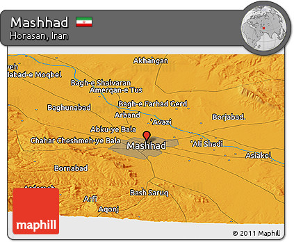 Political Panoramic Map of Mashhad