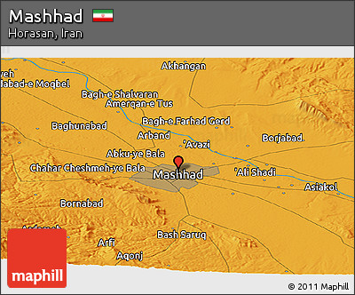Political Panoramic Map of Mashhad