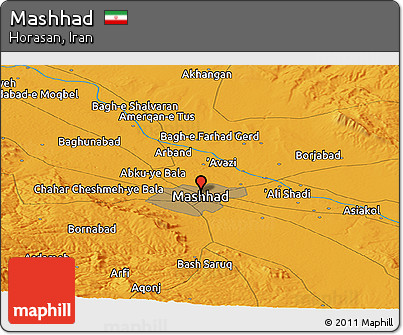 Political Panoramic Map of Mashhad