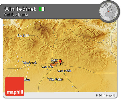Physical 3D Map of 'Aïn Tebinet