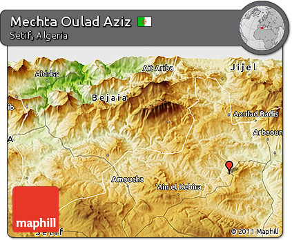 Physical 3D Map of Mechta Oulad Aziz