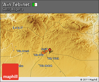Physical 3D Map of 'Aïn Tebinet