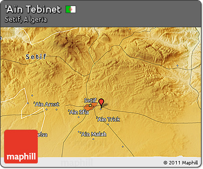 Physical 3D Map of 'Aïn Tebinet