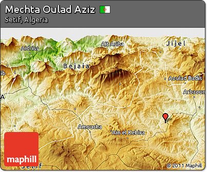 Physical 3D Map of Mechta Oulad Aziz