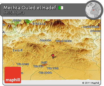Physical Panoramic Map of Mechta Ouled El Hadef