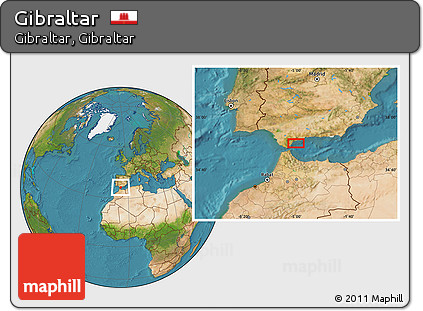 Satellite Location Map of Gibraltar