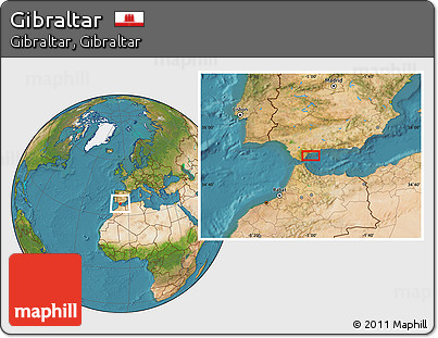 Satellite Location Map of Gibraltar