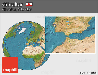 Satellite Location Map of Gibraltar