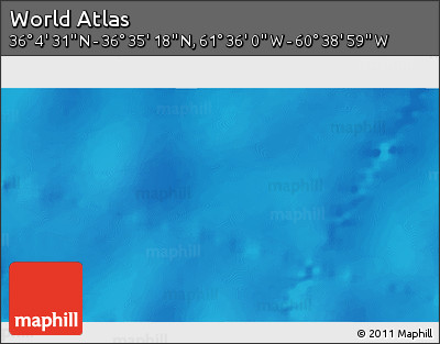 Physical 3D Map of the Area around 36° 19' 55" N, 61° 7' 30" W