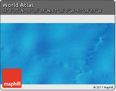 Physical 3D Map of the Area around 36° 19' 55" N, 61° 7' 30" W