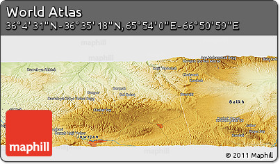 Physical Panoramic Map of the Area around 36° 19' 55" N, 66° 22' 30" E