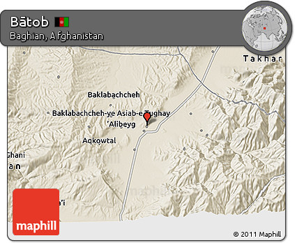 Shaded Relief 3D Map of Bātob