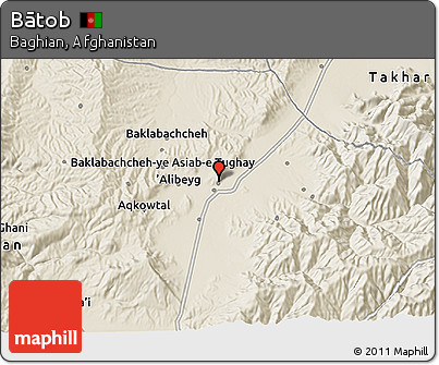 Shaded Relief 3D Map of Bātob