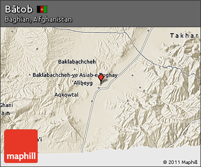 Shaded Relief 3D Map of Bātob