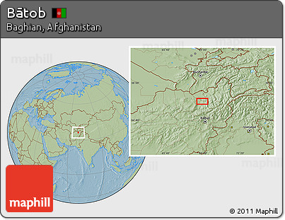 Savanna Style Location Map of Bātob, hill shading