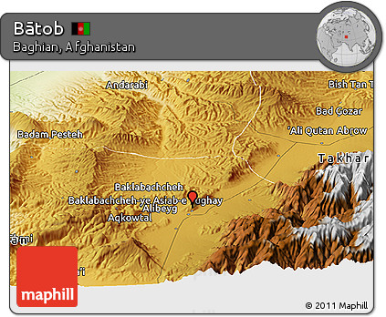 Physical Panoramic Map of Bātob