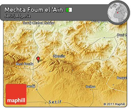 Physical 3D Map of Mechta Foum El 'Aïn