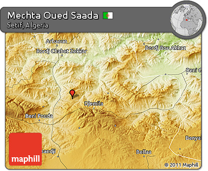 Physical 3D Map of Mechta Oued Saada