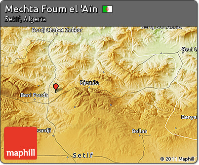 Physical 3D Map of Mechta Foum El 'Aïn