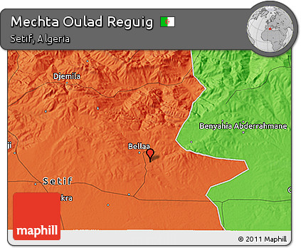 Political 3D Map of Mechta Oulad Reguig